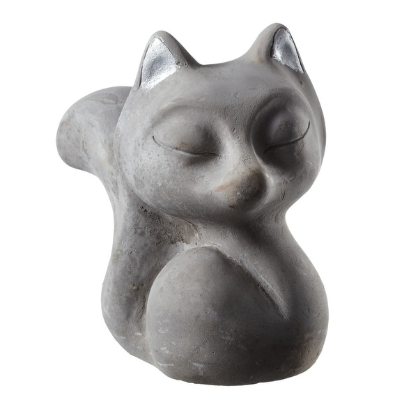 Pack of 4 Gray Fox Figurines with Silver Ears 5.25" - N/A