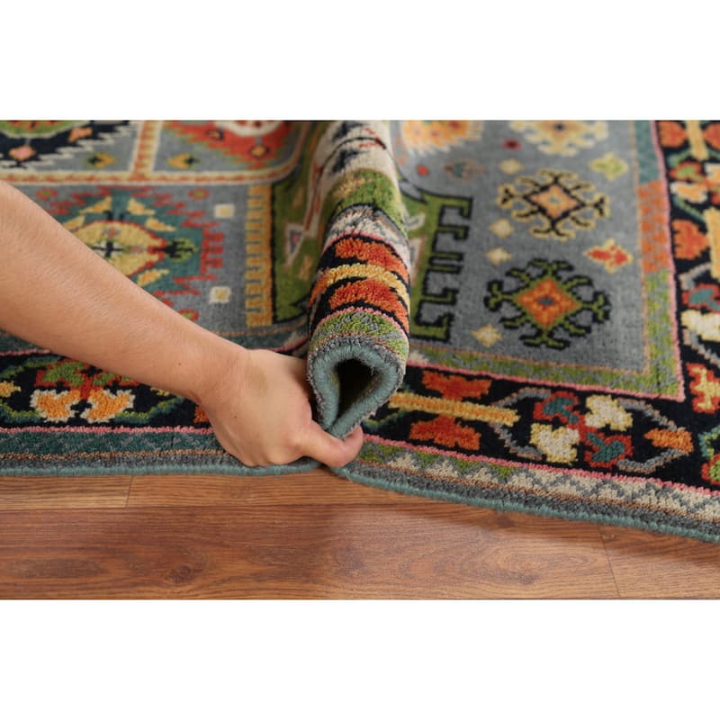 All-Over Geometric Oushak Oriental Area Rug Handmade Wool Carpet - 3'11"x 5'11"