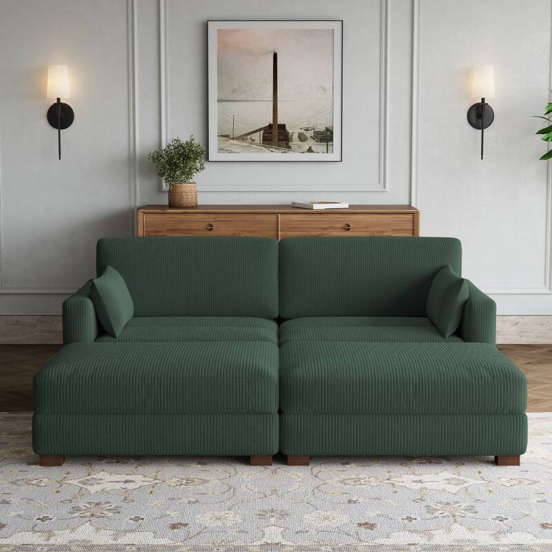 Sectional Sofa Set Modular Couch with Ottomans