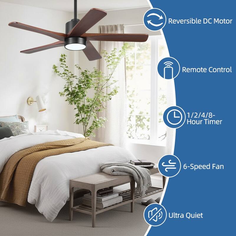 WINGBO 54" and 64" 5 ABS Blades DC Motor Indoor Ceiling Fan with Light & Remote