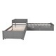 preview thumbnail 10 of 17, L-Shaped Twin Platform Bed with Trundle, Storage Drawers and Built-in Desk, Space-Saving Corner Bed