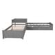 preview thumbnail 28 of 52, Twin Size L-Shaped Pine Wood Platform Bed with Trundle & Two Drawers, Bedroom Sofa Bed Frame with Built-in Desk for Guest Room