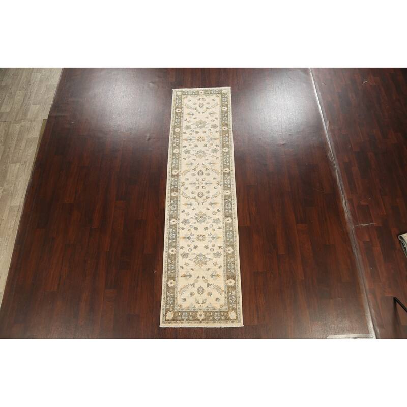 Floral Vegetable Dye Peshawar Chobi Oriental Runner Rug Hand-knotted - 2'7" x 10'0"