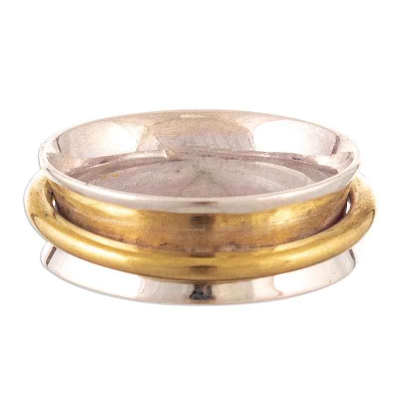 Novica Handmade Heavenly Aura Gold-Accented Meditation Ring
