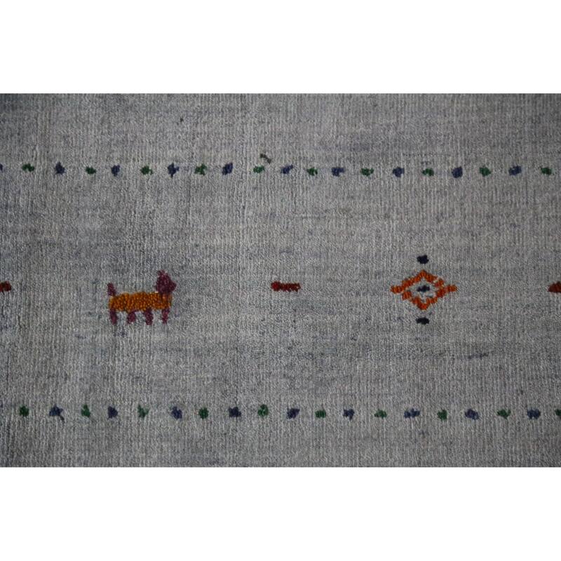 Hand Knotted Oriental 100% Wool Carpet Tribal Tribal Greys & Charcoal Gabbeh Area Rug - 9' 10'' X 7' 11''