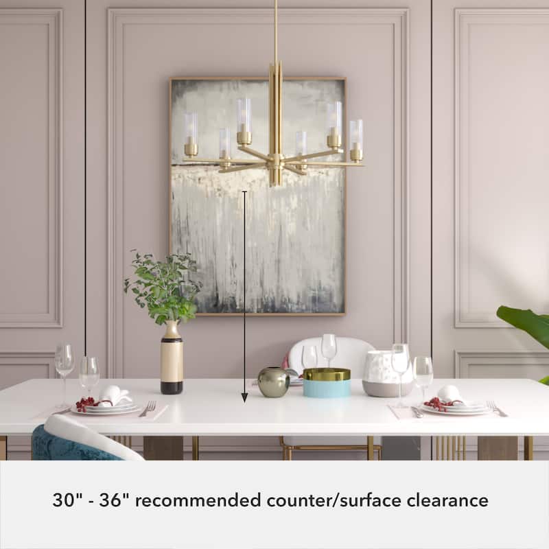 Hunter Gatz Ribbed Glass Chandelier - Dining Room, Kitchen Island, Entry - Glam, Contemporary, Transitional