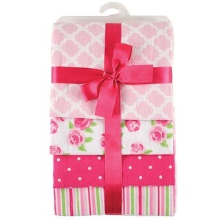 Hudson Baby Infant Girl Cotton Flannel Receiving Blankets, Pink Rose, One Size - Pink Rose - One Size