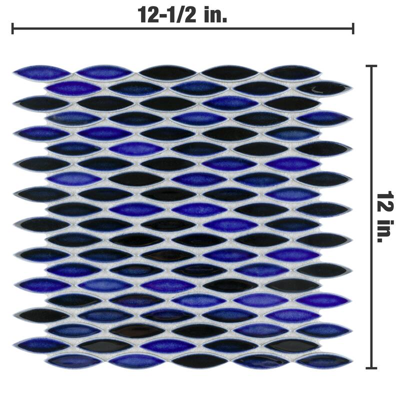 Merola Tile Pescado Glossy Azul 12" x 12-1/2" Porcelain Floor and Wall Tile