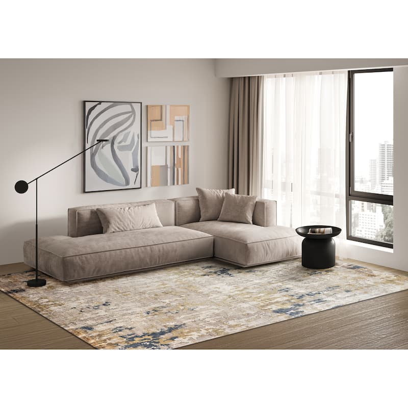 EXQUISITE RUGS Laureno Hand-knotted Bamboo Silk Beige/Gold Area Rug.