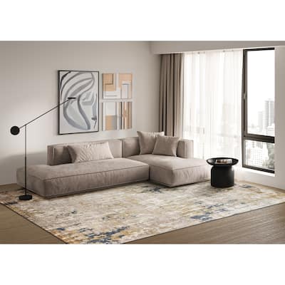 EXQUISITE RUGS Laureno Hand-knotted Bamboo Silk Beige/Gold Area Rug.