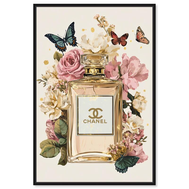 Glam Bloom Butterfly Perfume Canvas by Art Remedy - Black - 30" x 45"