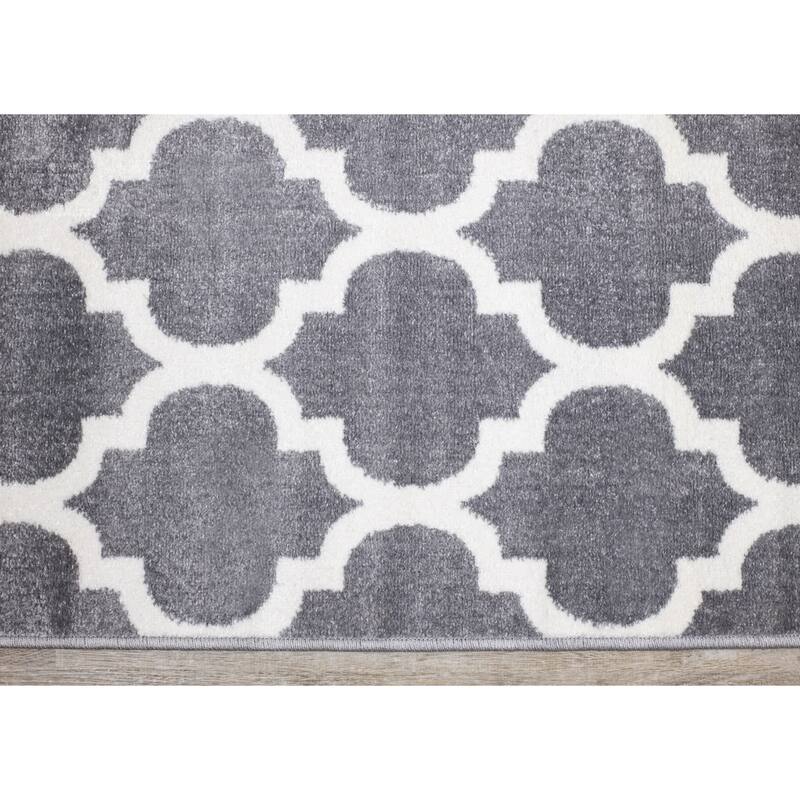 Covington Collection - Grey/Cream Ogee Pattern Rug