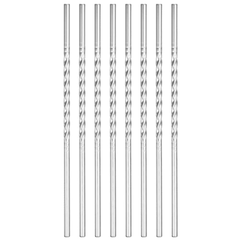 8Pcs 8.46" Long 0.24" Dia Stainless Steel Straws Straight Threaded