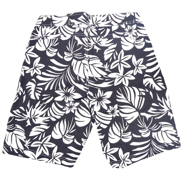 black floral swim trunks