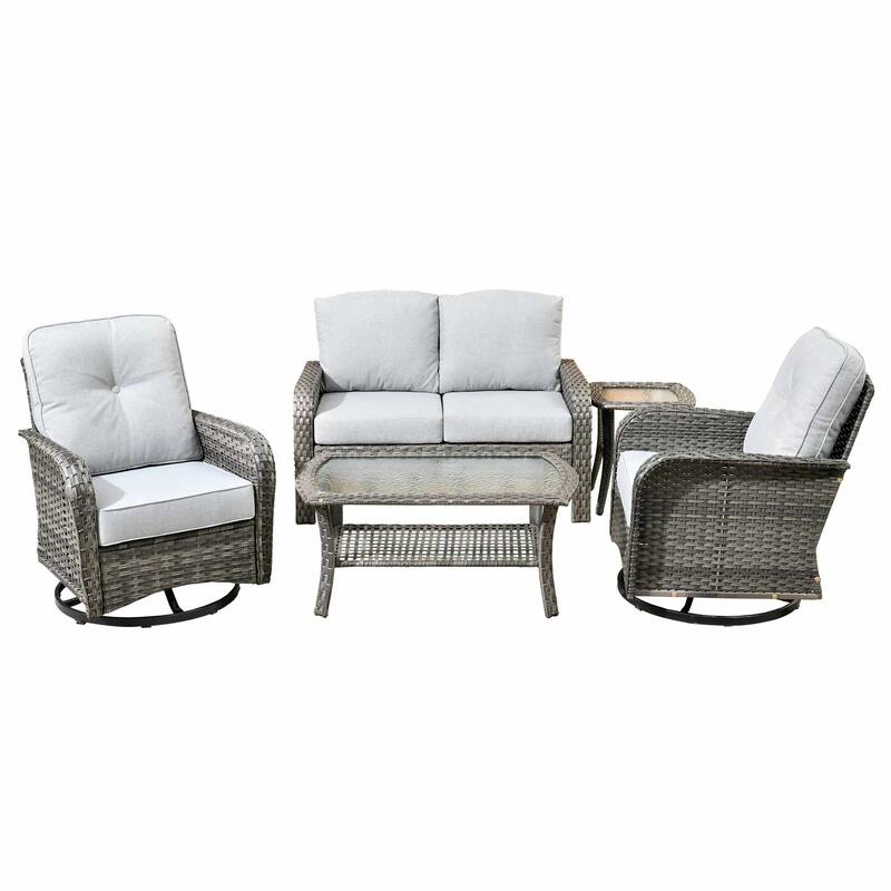 XIZZI Outdoor Patio Furniture Wicker Sofa Swivel Chair Set