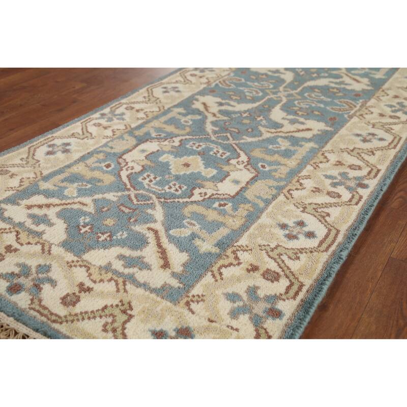 Transitional Oushak Indian Runner Rug Handmade Wool Carpet - 2'6"x 9'11"