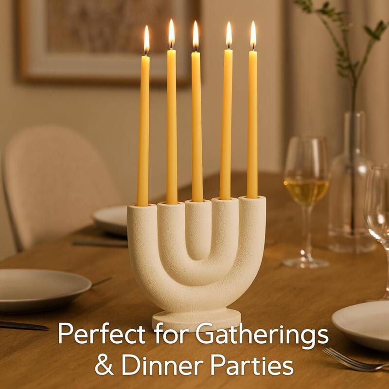 White Small Curved Candelabra for Skinny Candles Modern Home Accent