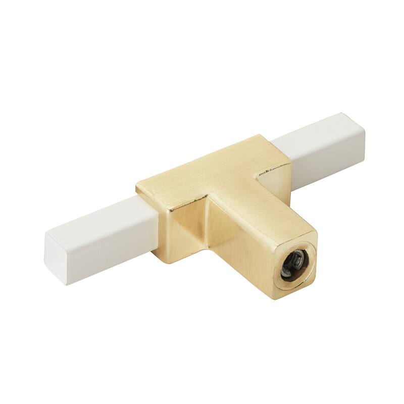 Urbanite 2-5/8 in (67 mm) Length Brushed Gold/White Cabinet Knob - 2.625