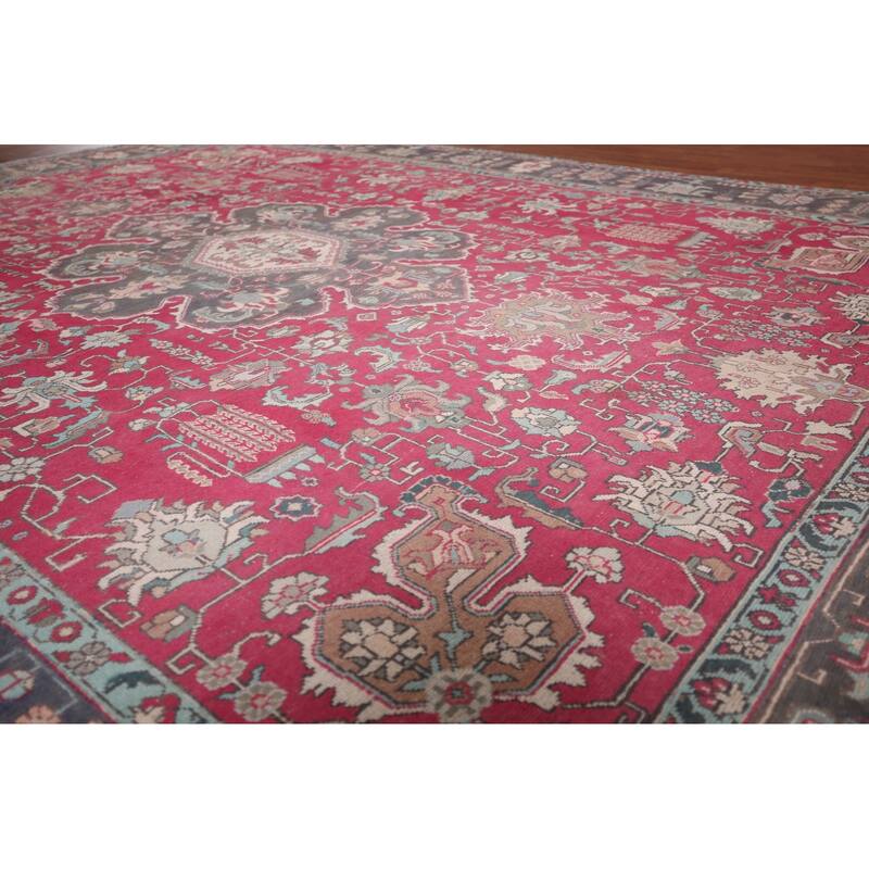 Fuchsia Pink Tabriz Persian Vintage Area Rug Handmade Wool Carpet - 9'6"x 12'8"