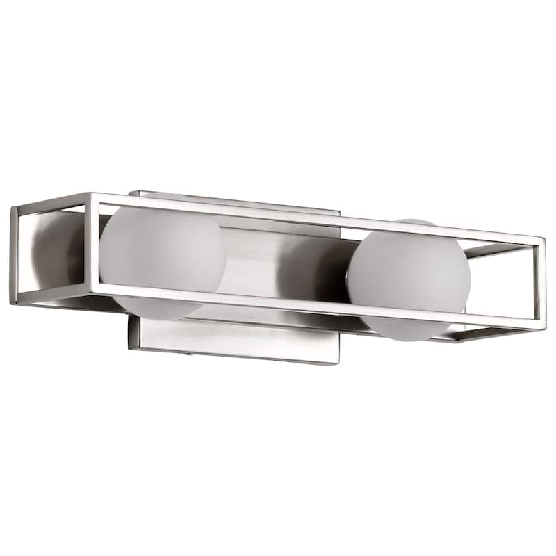 Jenkins 16 Inch 2 Light LED Vanity Brushed Nickel with Frosted Glass - Brushed Nickel - Brushed Nickel
