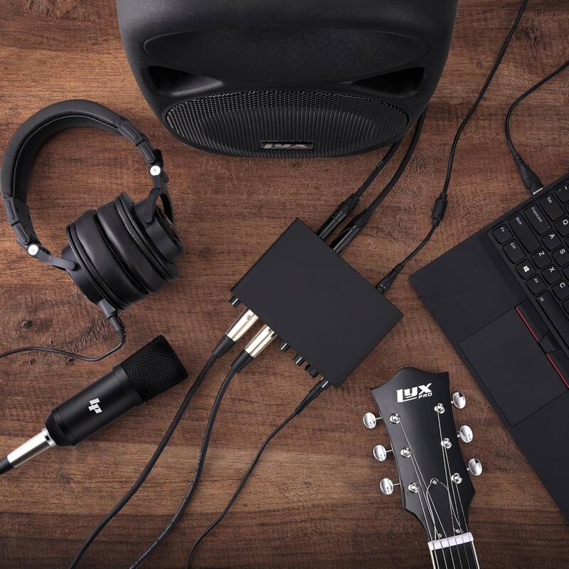 LyxJam 2x2 Recording USB Audio Interface with ASIO Driver, Studio Software Bundle & Accessories