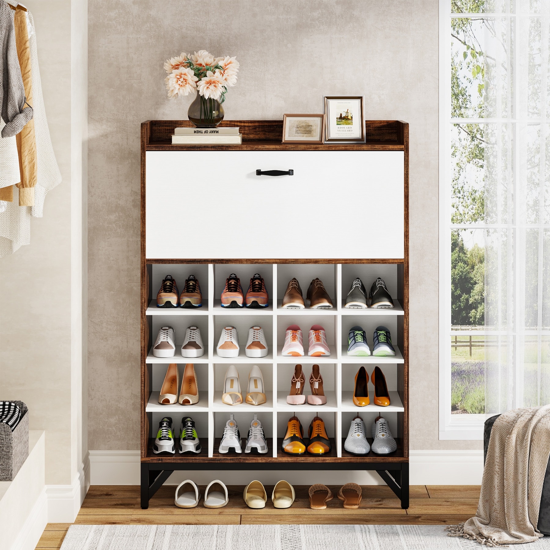 Shoe Cabinet for Entryway, 8-Tier Tall Shoe Shelf Shoes Rack Organizer, Wooden  Shoe Storage Cabinet for Hallway, Closet - On Sale - Bed Bath & Beyond -  36092482