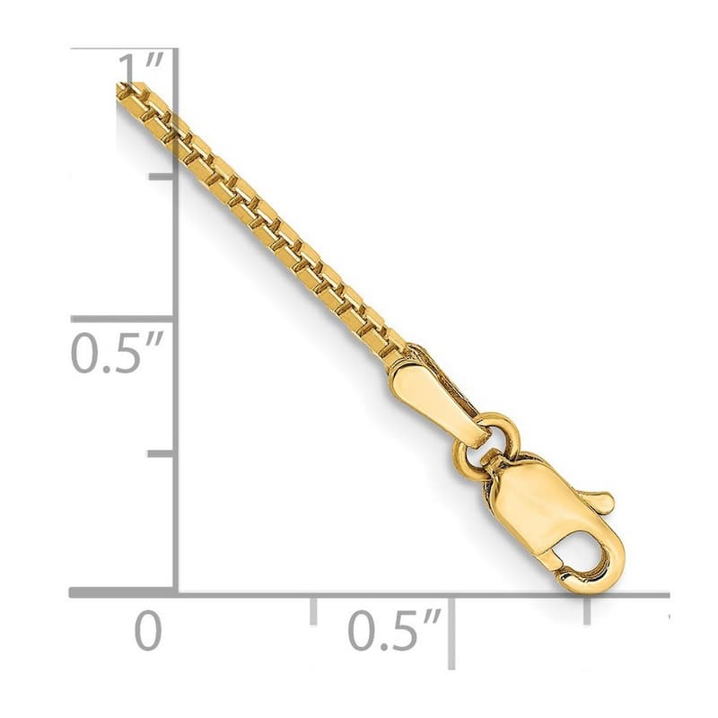 Curata 14k Yellow Gold Polished 1.25mm Box Chain Bracelet 7 Inch Lobster Claw