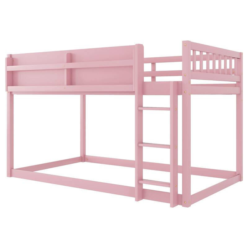 Rossetta Low Twin Over Twin Solid Wood Convertible Bunk Bed with Ladder