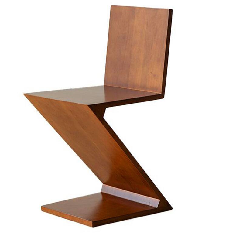 Z-shaped Solid Wood Backrest Dining Chair Creative Retro Single Seat