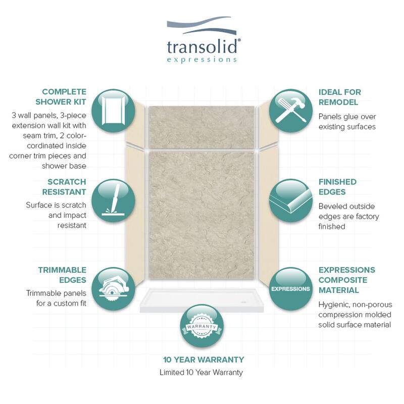 Transolid Expressions 60-in X 32-in X 96-in Glue to Wall Shower Kit - 32" x 60" x 96" - 32" x 60" x 96"