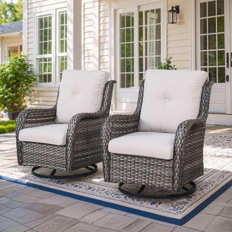 Pocassy Outdoor Glider Chairs Table with 4Inch 5Inch 6Inch Cushion