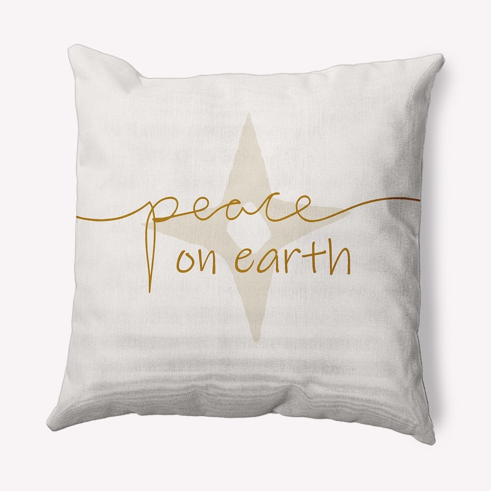 Peace on Earth Christmas Soft Spun Polyester Decorative Throw Pillow