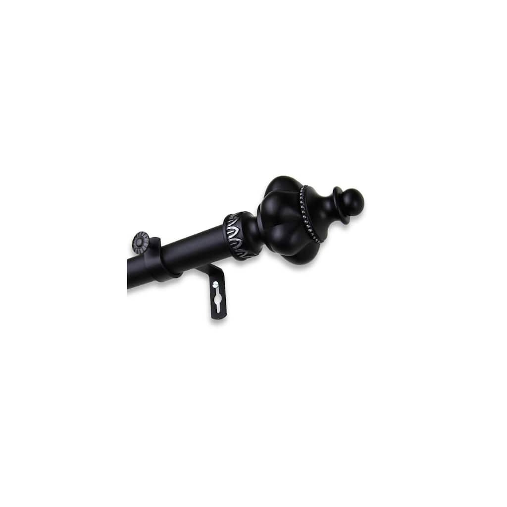 Single Curtain Rod Adjustable 160-240 Inch Black - Elegant Window Drapery Rod for Home Decor - M