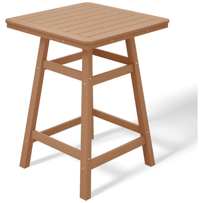 Laguna Hdpe All Weather Outdoor Patio 30" Square Counter Bistro Table - Teak