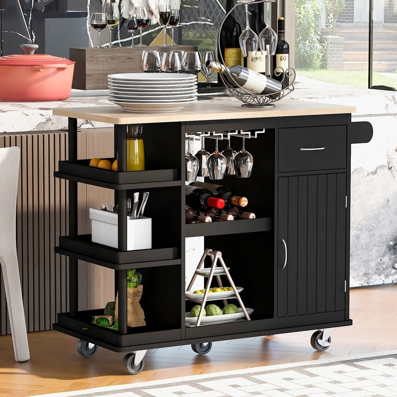Kitchen island sales with wine rack