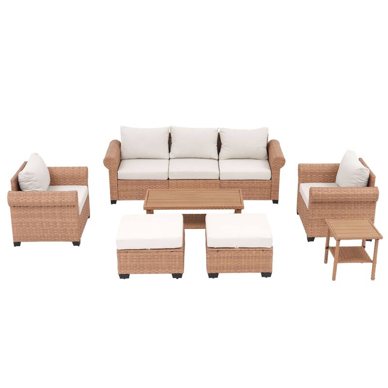 Outdoor 7-Piece Garden Patio Sofa Set With Table