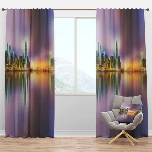 Designart 'Hong Kong Panorama at Twilight' Cityscape Blackout Curtain