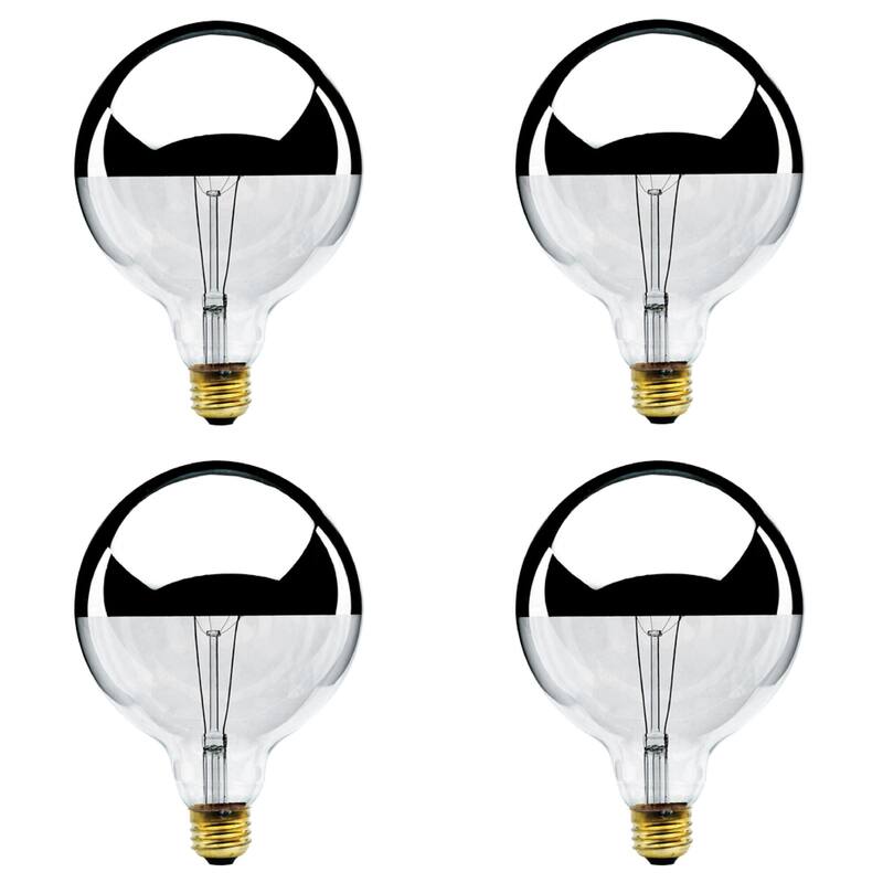 Bulbrite Pack of (4) 100 Watt Dimmable Half Chrome G40 Incandescent Light Bulbs with Medium (E26) Base, 2700K Warm White Light