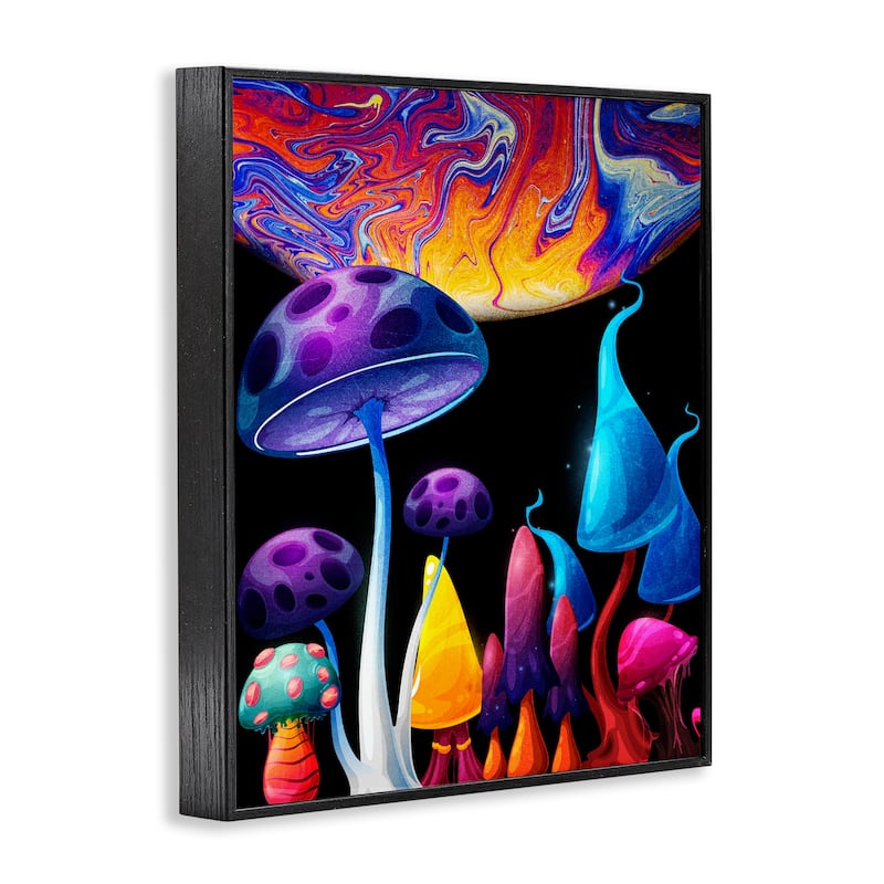 Stupell Whimsical Mushrooms in Space Framed Giclee Art Design By Kim Allen