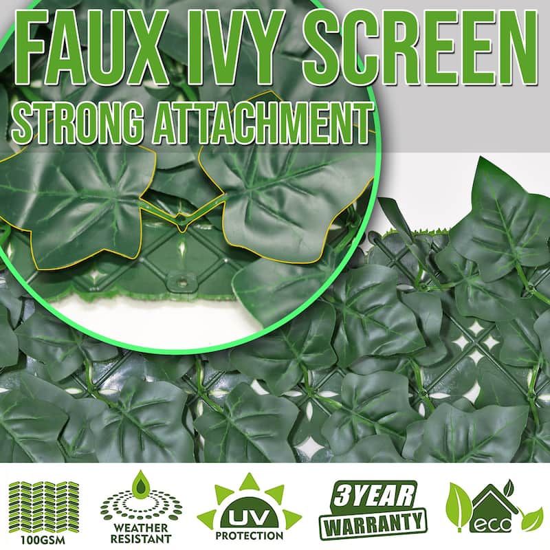 ColourTreeUSA 39" x 138" Artificial Hedges Faux Ivy Leaves Fence Privacy Screen Cover Panels  Decorative Trellis - 39" x 138"