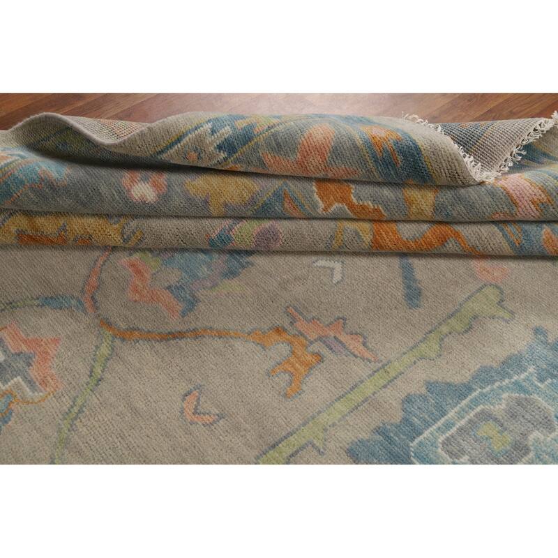 Transitional Oushak Area Rug Handmade Bedroom Wool Carpet - 9'1"x 12'0"