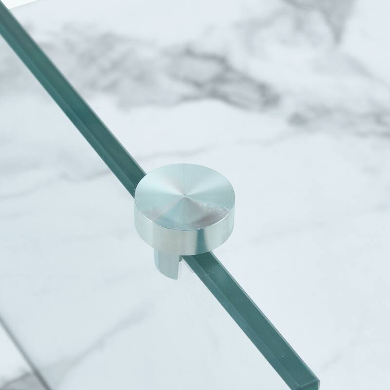 Modern Two-Tier Coffee Table-Clear Tempered Glass And White Marble Texture,Multifunctional Storage Design,A Drawer