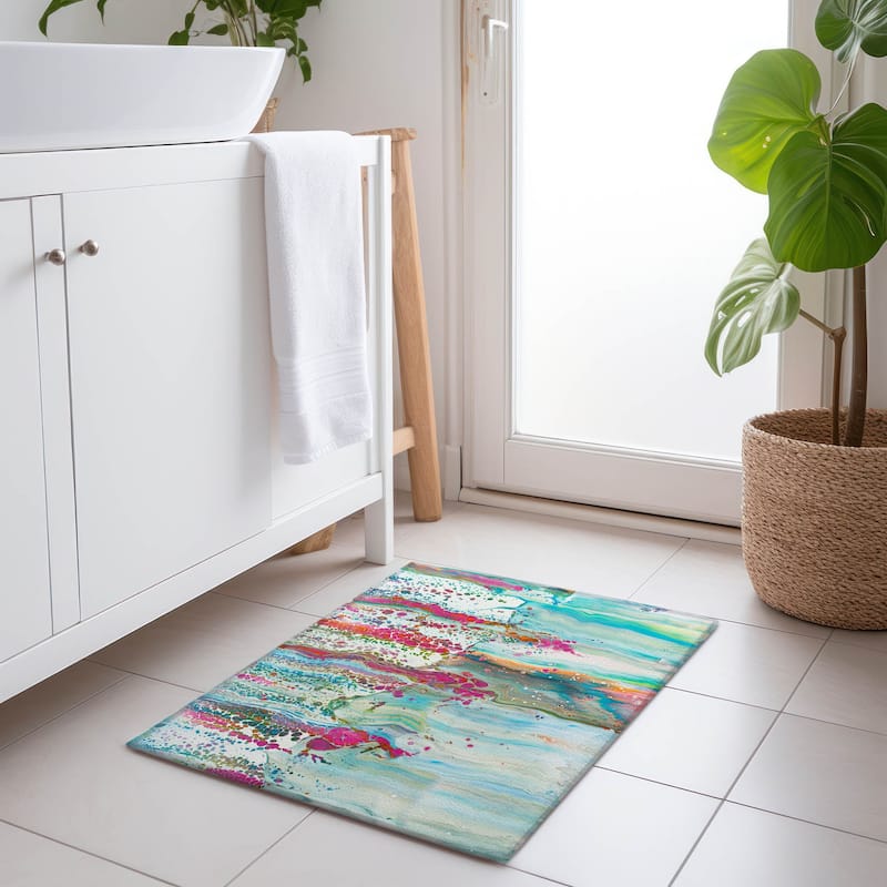 Premium Washable Super Soft Abstract Contemporary Mayfield Rug - Multi - 1' 8" x 2' 6" - Rectangle