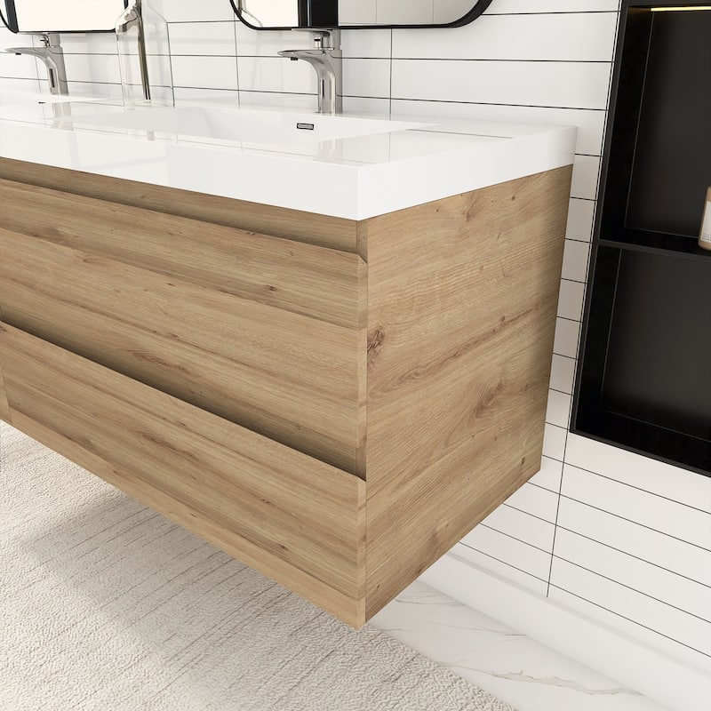 72 inch Wall-Mounted Bathroom Vanity Set with Integrated Resin Sink