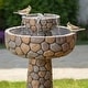 preview thumbnail 42 of 44, Glitzhome 24-inch Outdoor 2-tier Faux Pebbles Polyresin Birdbath Fountain with Pump