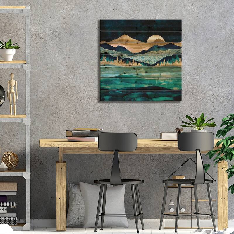 Midnight Ocean Print On Wood by SpaceFrog Designs - Multi-Color