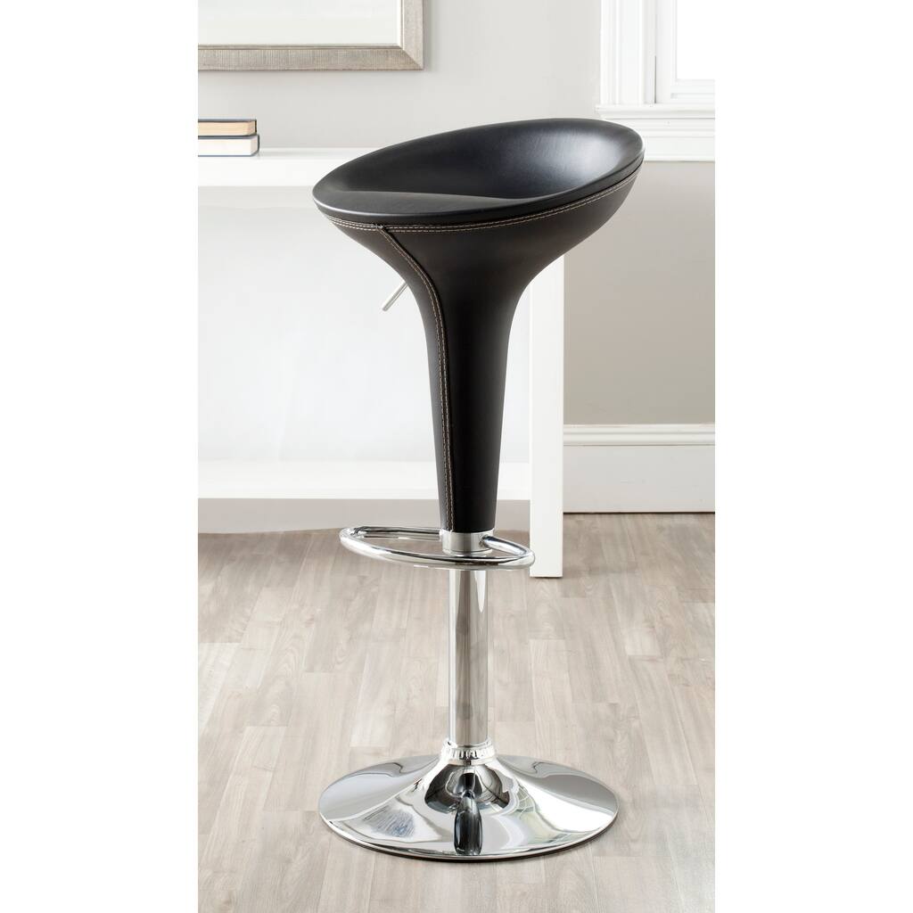SAFAVIEH Lani Black Adjustable 23-32-inch Swivel Bar Stool - 17.5" x 15.8" x 26.4"
