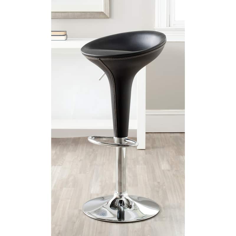 SAFAVIEH Shedrack Black Adjustable 23-32-inch Swivel Bar Stool - 18"W x 16"D x 35"H