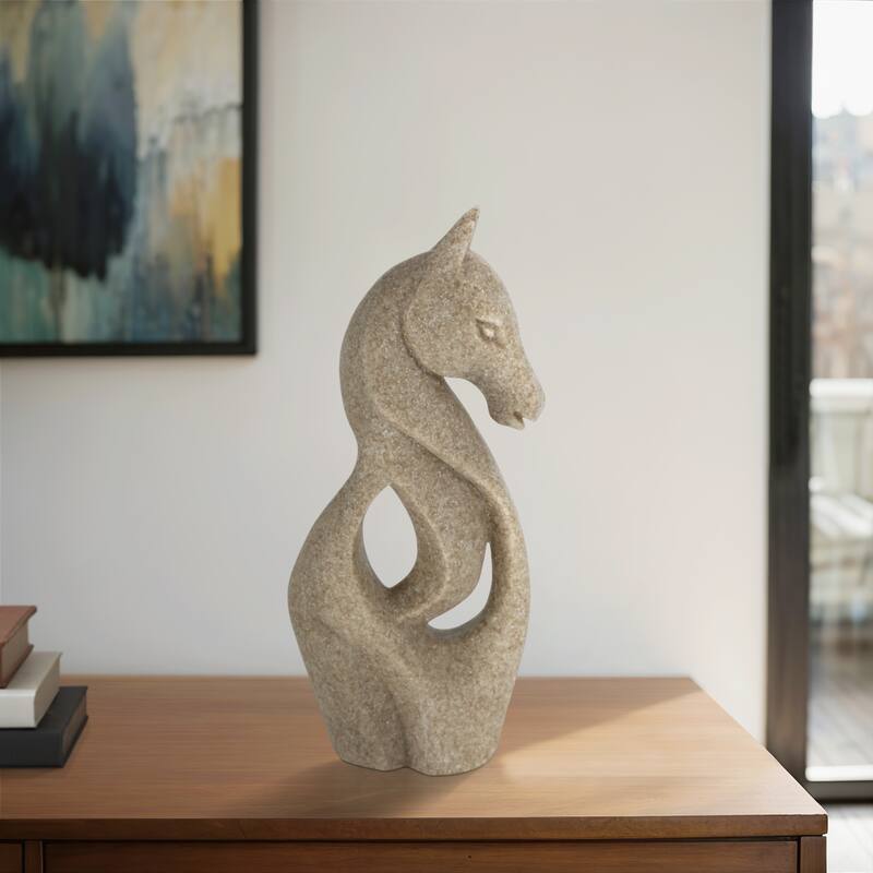 Decorative Horse Sculpture for Home Decor - Unique Decorative Objects - Beige - 7" x 4" x 15"