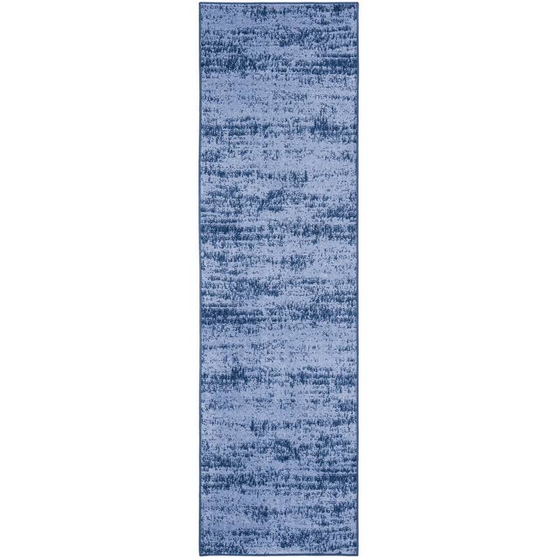 Nourison Sandy Indoor/Outdoor Abstract Area Rug - 8' Runner - Denim